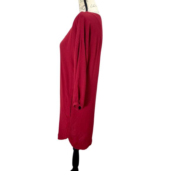 Madewell Du Jour V-Neck Boho Tunic Dress Garnet Red F9331 Sz Small - Picture 3 of 9